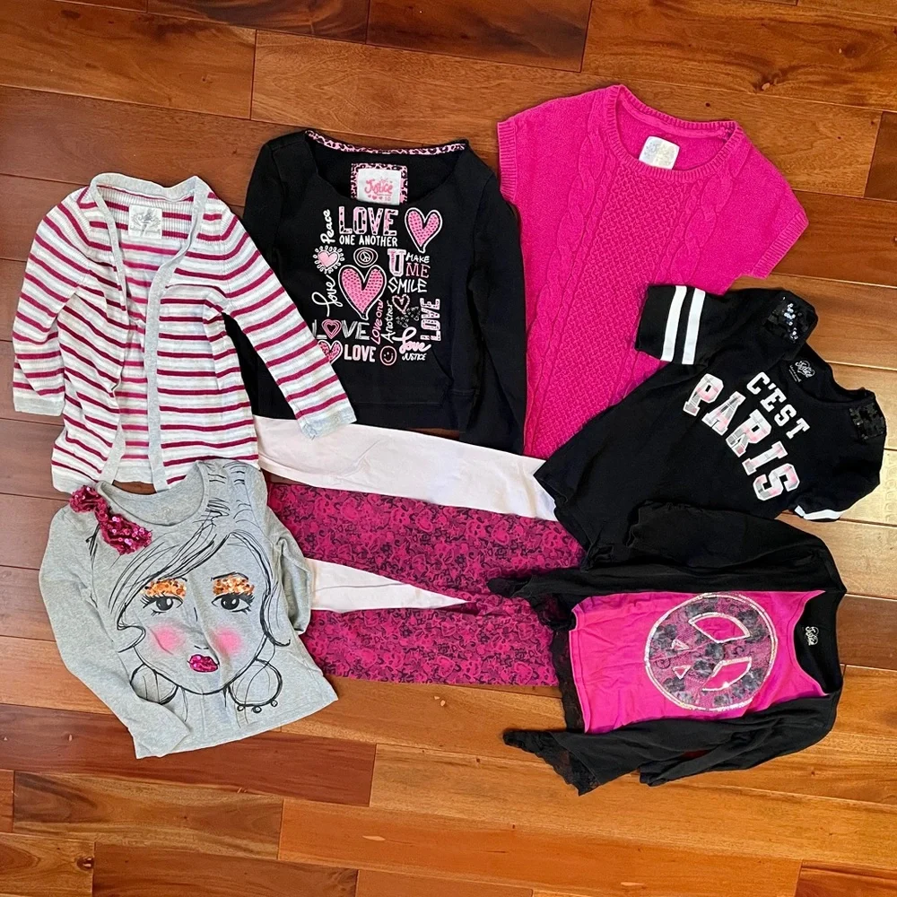 🔥BUNDLE🔥 Justice 8-piece mix & match coordinates sequins Girls size 10